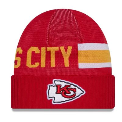 Kansas City Chiefs Men's Red New Era Sideline Tech Cuffed Knit Hat Kansas City Chiefs Men's Red New Era Sideline Tech Cuffed Knit Hat