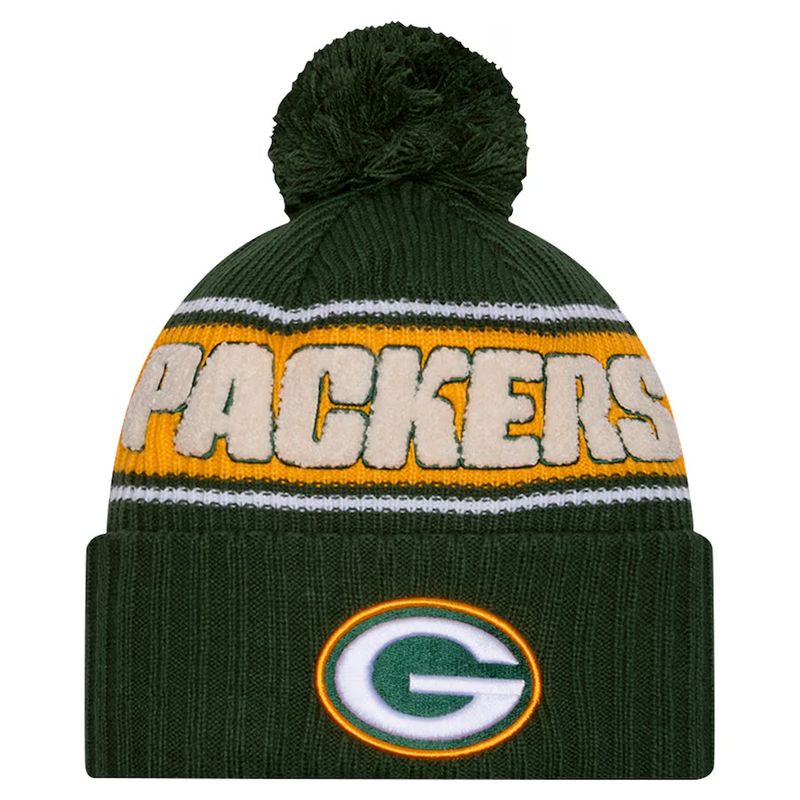 Green Bay Packers Youth Green New Era Sideline Cuffed Pom Knit Hat Green Bay Packers Youth Green New Era Sideline Cuffed Pom Knit Hat