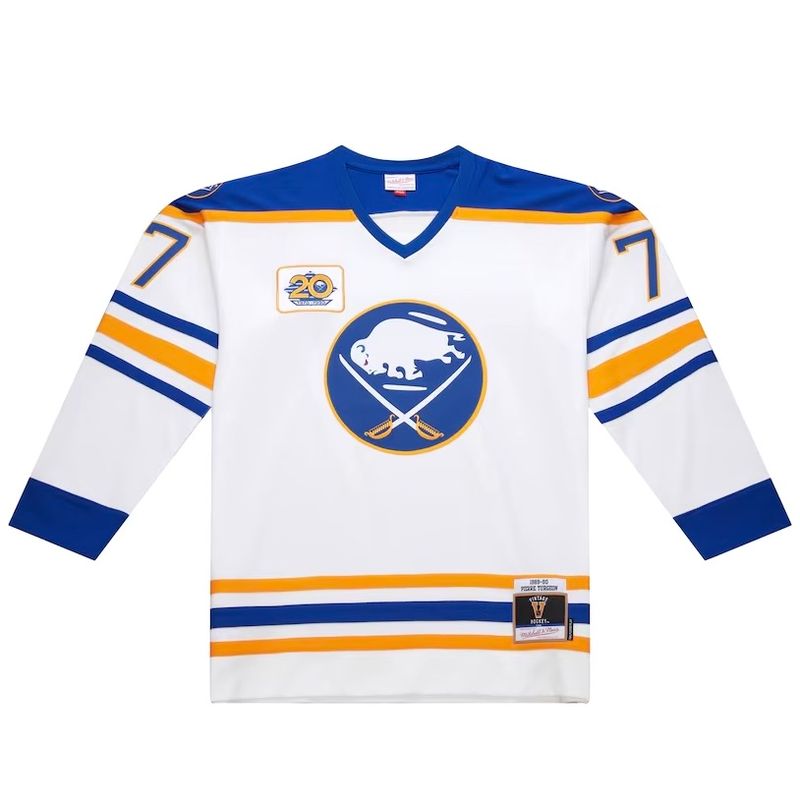 Buffalo Sabres Pierre Turgeon 1989-90 Men’s White Mitchell & Ness Blue Line Player Jersey