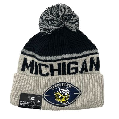 Michigan Wolverines Men’s Gray New Era Sideline Cuffed Pom Knit Hat Michigan Wolverines Men’s Gray New Era Sideline Cuffed Pom Knit Hat