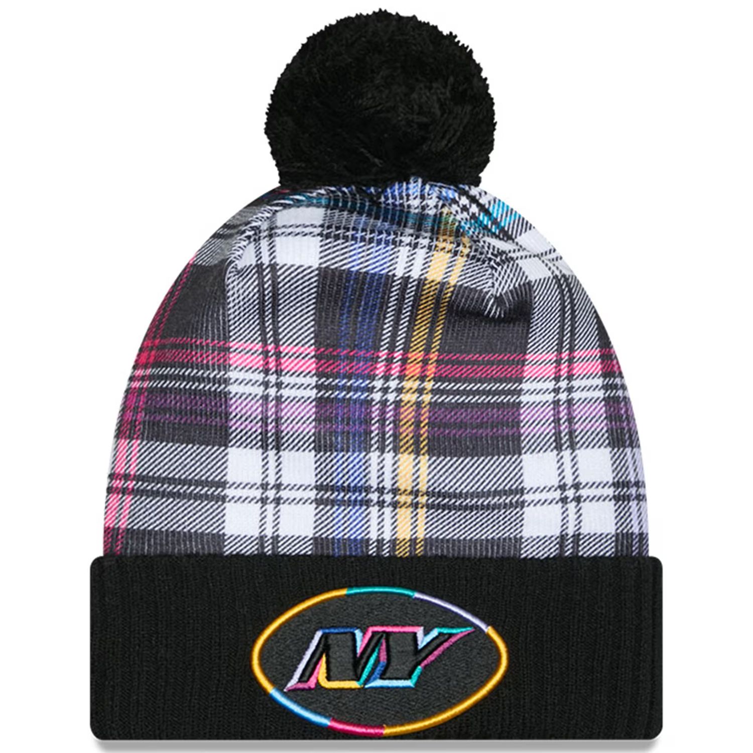 New York Jets Men’s Black New Era NFL Crucial Catch Cuffed Pom Knit Hat