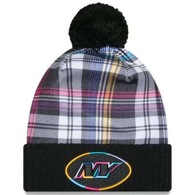 New York Jets Men’s Black New Era NFL Crucial Catch Cuffed Pom Knit Hat