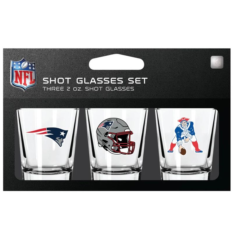 New England Patriots NFL 3pc 2oz Shot Glass Set New England Patriots NFL 3pc 2oz Shot Glass Set