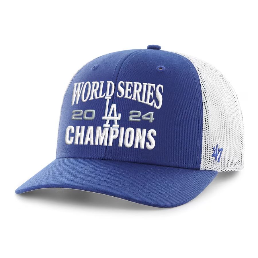 Los Angeles Dodgers Men's 47 Brand Royal 2024 World Series Champions Trucker Adjustable Hat Los Angeles Dodgers Men's 47 Brand Royal 2024 World Series Champions Trucker Adjustable Hat