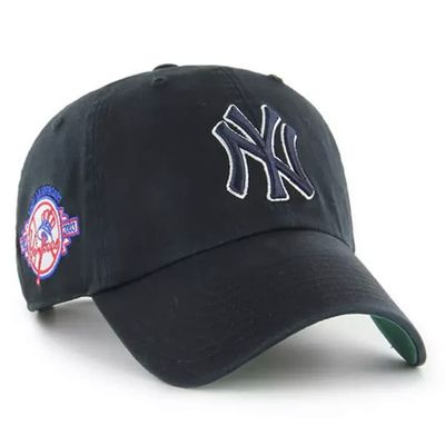 New York Yankees Men's Black Cooperstown Double 100th Anniversary 47 Brand Clean Up Adjustable Hat New York Yankees Men's Black Cooperstown Double 100th Anniversary 47 Brand Clean Up Adjustable Hat