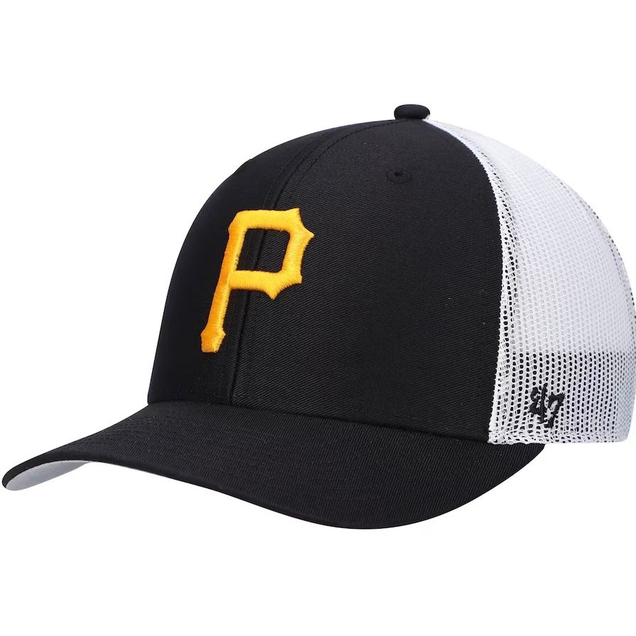 Pittsburgh Pirates Men's Black 47 Adjustable Trucker Hat Pittsburgh Pirates Men's Black 47 Adjustable Trucker Hat