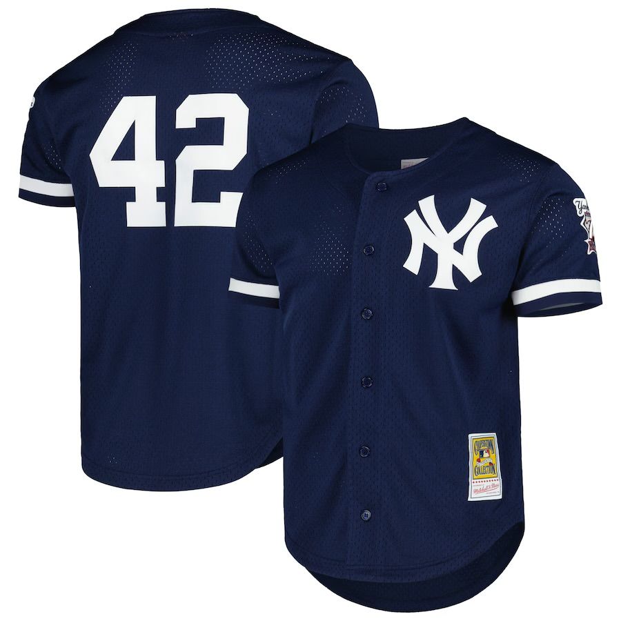 New York Yankees Mariano Rivera 1998 Men’s Blue Mitchell & Ness Full Button Mesh Jersey New York Yankees Mariano Rivera 1998 Men’s Blue Mitchell & Ness Full Button Mesh Jersey