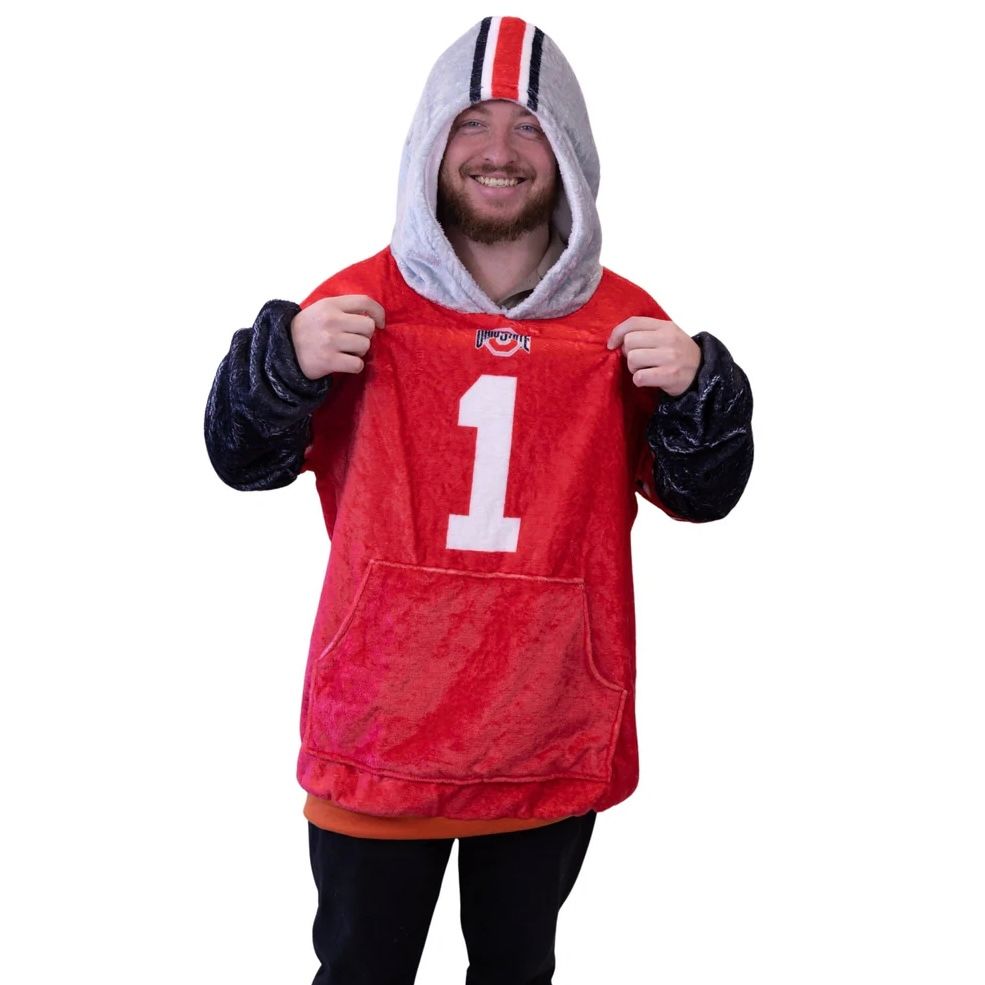 Ohio State Buckeyes Scarlet Helmet Plushible Adult 2-In-1 Snugible Hoodie