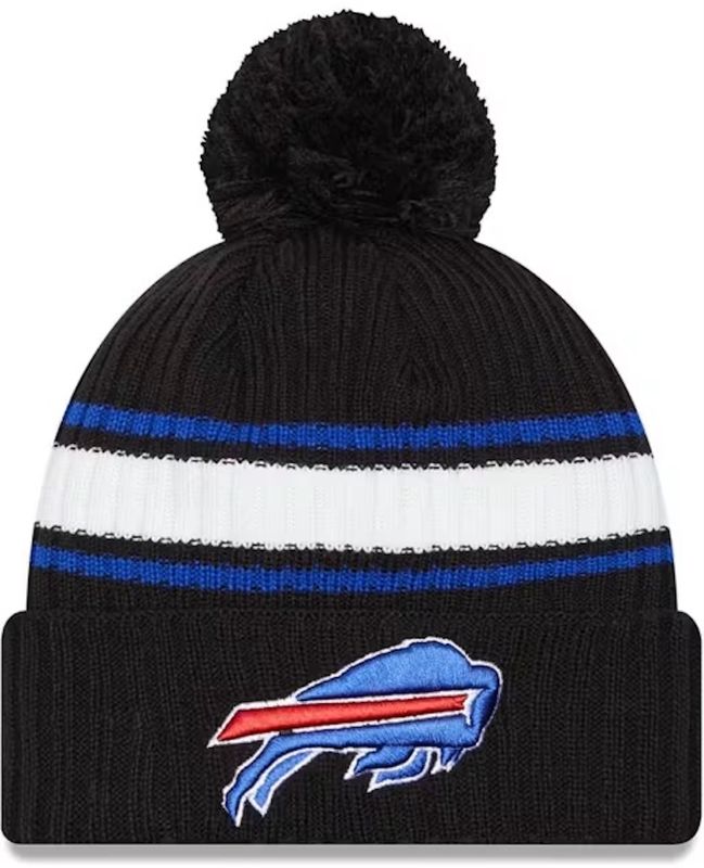 Buffalo Bills Men’s Black New Era Fold Knit Pom Hat Buffalo Bills Men’s Black New Era Fold Knit Pom Hat