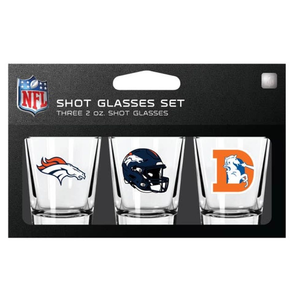 Denver Broncos NFL 3pc 2oz Shot Glass Set Denver Broncos NFL 3pc 2oz Shot Glass Set
