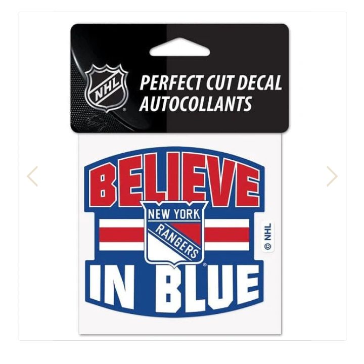 New York Rangers Believe In Blue 4 New York Rangers Believe In Blue 4" x 4" Perfect Cut Color Decal