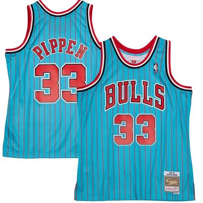 Chicago Bulls Scottie Pippen 1995-96 Men's Blue Pinstripe Mitchell & Ness Swingman Jersey Chicago Bulls Scottie Pippen 1995-96 Men's Blue Pinstripe Mitchell & Ness Swingman Jersey