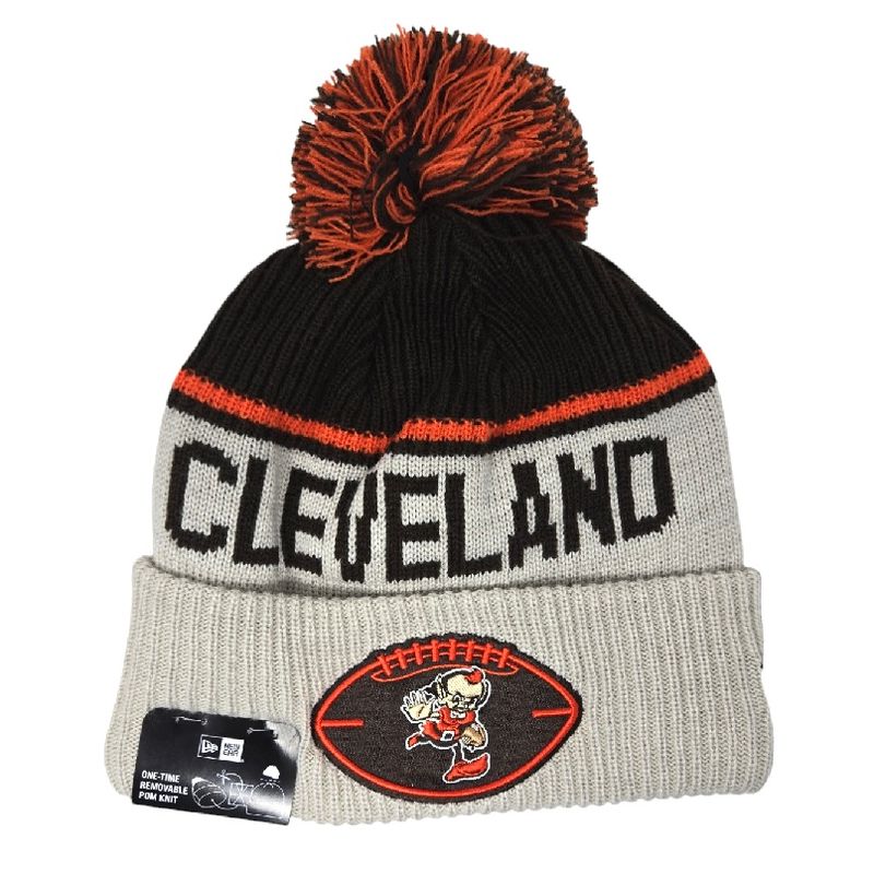 Cleveland Browns Child Historic New Era Knit Pom Hat Cleveland Browns Child Historic New Era Knit Pom Hat