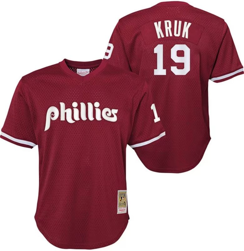 Philadelphia Phillies John Kruk 1991 Men's Maroon Mitchell & Ness Mesh Jersey