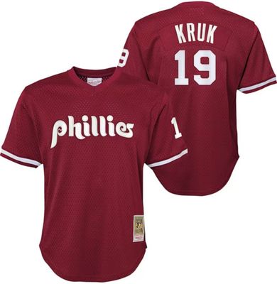 Philadelphia Phillies John Kruk 1991 Men's Maroon Mitchell & Ness Mesh Jersey Philadelphia Phillies John Kruk 1991 Men's Maroon Mitchell & Ness Mesh Jersey