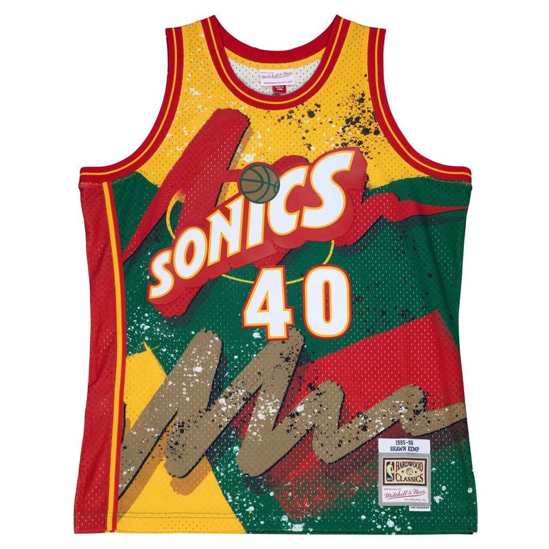 Seattle Supersonics Shawn Kemp 1995 Men's Hyper Hoops Mitchell & Ness Swingman Jersey Seattle Supersonics Shawn Kemp 1995 Men's Hyper Hoops Mitchell & Ness Swingman Jersey