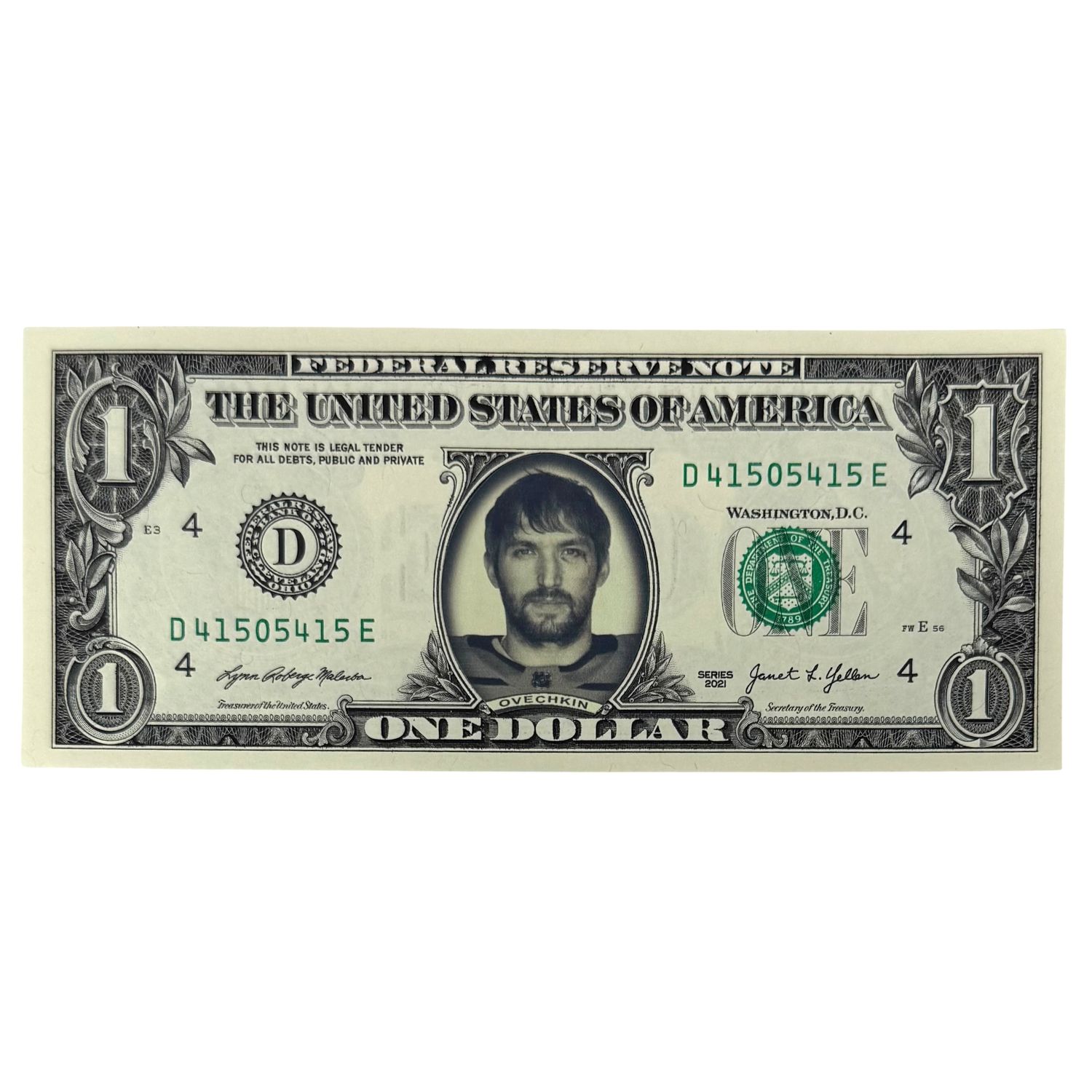 Alex Ovechkin Famous Face Dollar Bill Alex Ovechkin Famous Face Dollar Bill