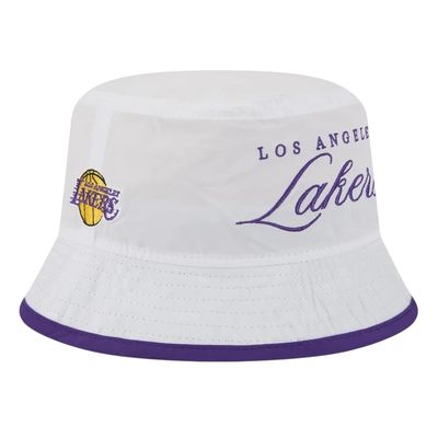 Los Angeles Lakers Men’s White New Era NBA Draft Nylon Bucket Hat