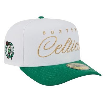 Boston Celtics Men's White/Kelly Green New Era NBA Draft A-Frame 59FIFTY Fitted Hat