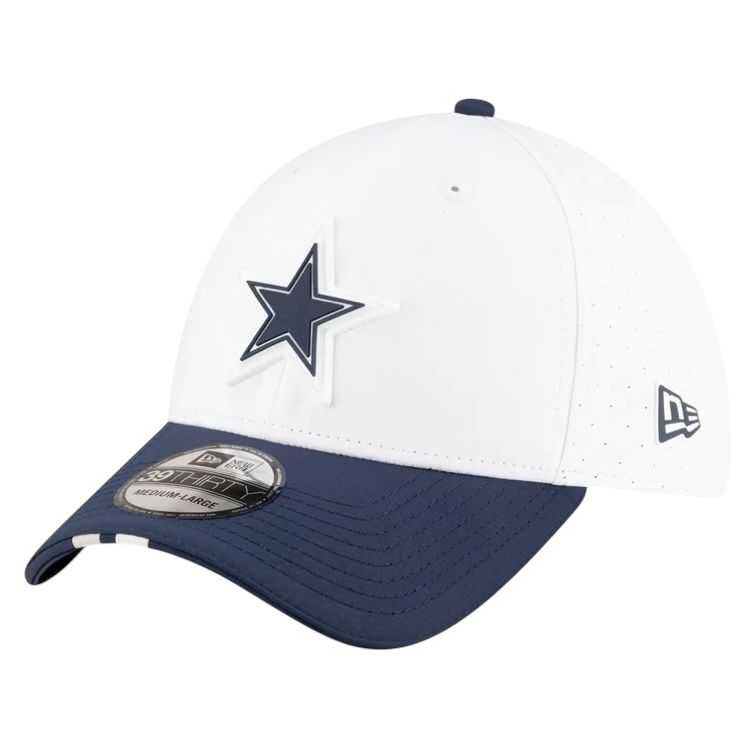 Dallas Cowboys Men's White/Blue NFL Training Camp  New Era NFL 39Thirty Flex Fit Hat