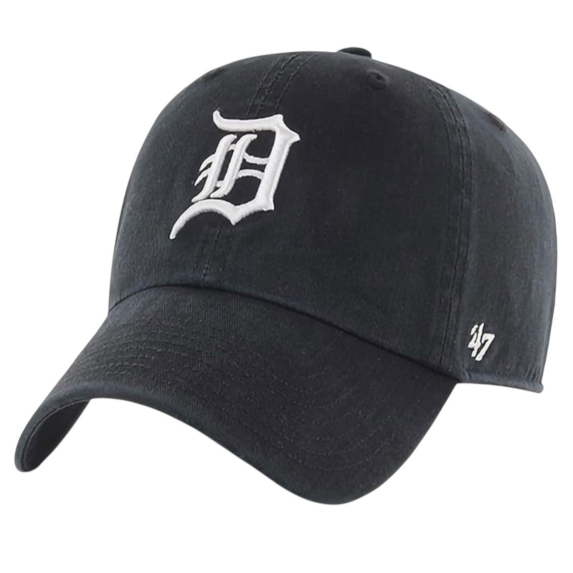 Detroit Tigers Men's Black 47 Brand Clean Up Adjustable Hat