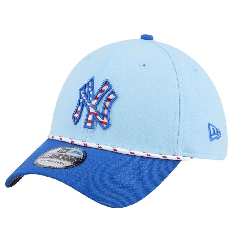 New York Yankees Men's Light Blue New Era 39Thirty 4th of July Flex Fit Hat New York Yankees Men's Light Blue New Era 39Thirty 4th of July Flex Fit Hat