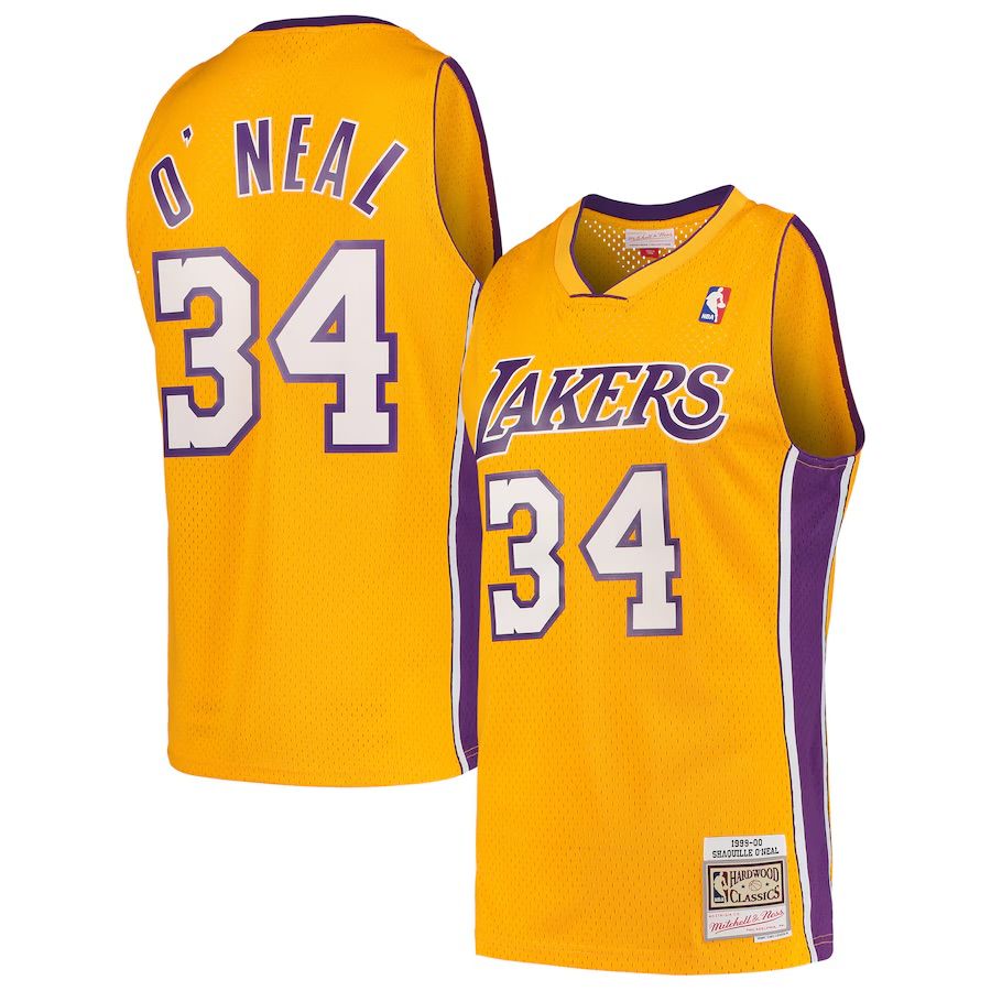 Los Angeles Lakers Shaquille O'Neal 1999-00 Men's Yellow Mitchell & Ness Swingman Jersey