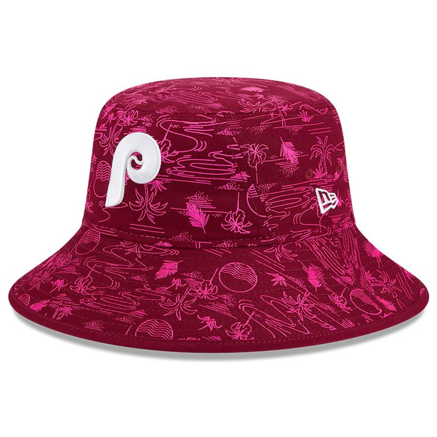 Philadelphia Phillies Men's Red Print New Era Bucket Hat Philadelphia Phillies Men's Red Print New Era Bucket Hat