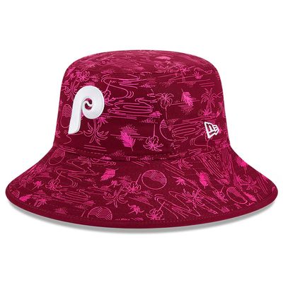 Philadelphia Phillies Men's Red Print New Era Bucket Hat Philadelphia Phillies Men's Red Print New Era Bucket Hat