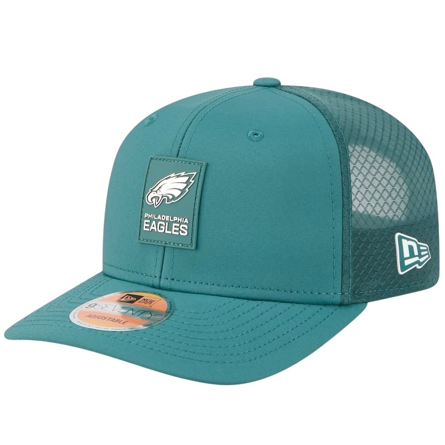 Philadelphia Eagles Men's Green New Era Sideline 9SEVENTY Trucker Adjustable Hat Philadelphia Eagles Men's Green New Era Sideline 9SEVENTY Trucker Adjustable Hat