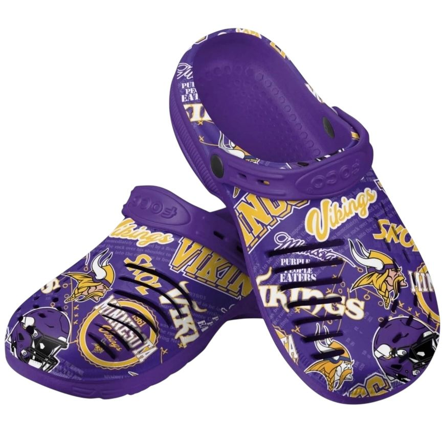Minnesota Vikings Men’s Historic Print Clog With Strap Minnesota Vikings Men’s Historic Print Clog With Strap