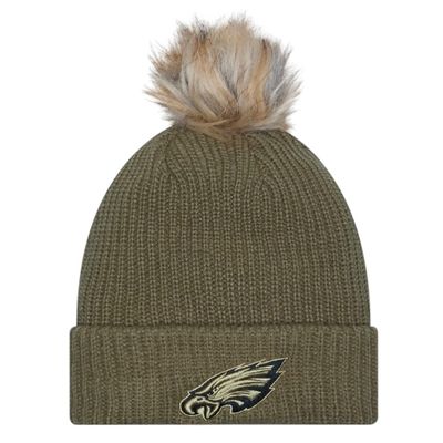 Philadelphia Eagles Women’s Dark Green New Era Salute to Service Cuffed Pom Knit Hat