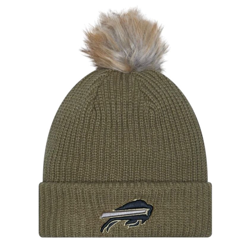 Buffalo Bills Women’s Dark Green New Era Salute to Service Cuffed Pom Knit Hat Buffalo Bills Women’s Dark Green New Era Salute to Service Cuffed Pom Knit Hat