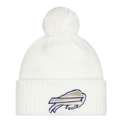 Buffalo Bills Youth White New Era Rivalries Collection Sideline Cuffed Knit Hat with Pom