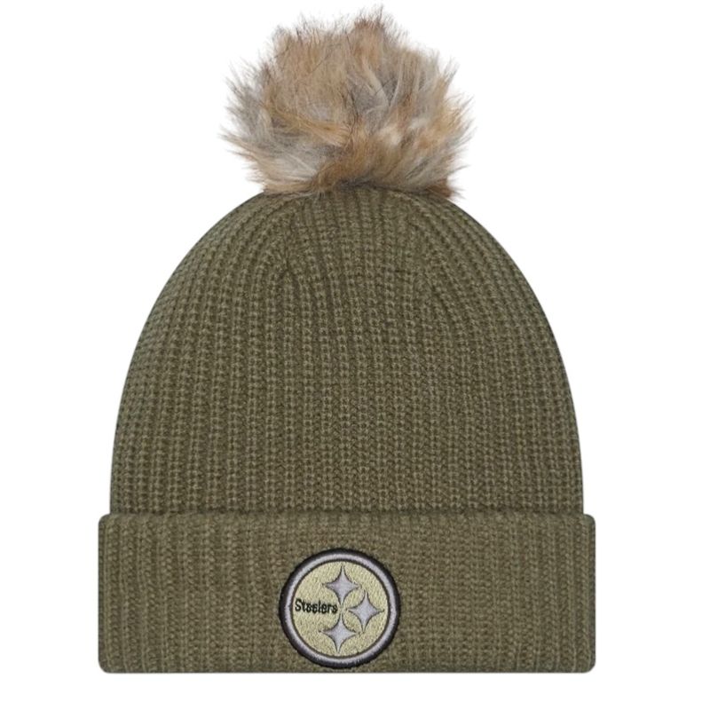 Pittsburgh Steelers Women’s Dark Green New Era Salute to Service Cuffed Pom Knit Hat Pittsburgh Steelers Women’s Dark Green New Era Salute to Service Cuffed Pom Knit Hat