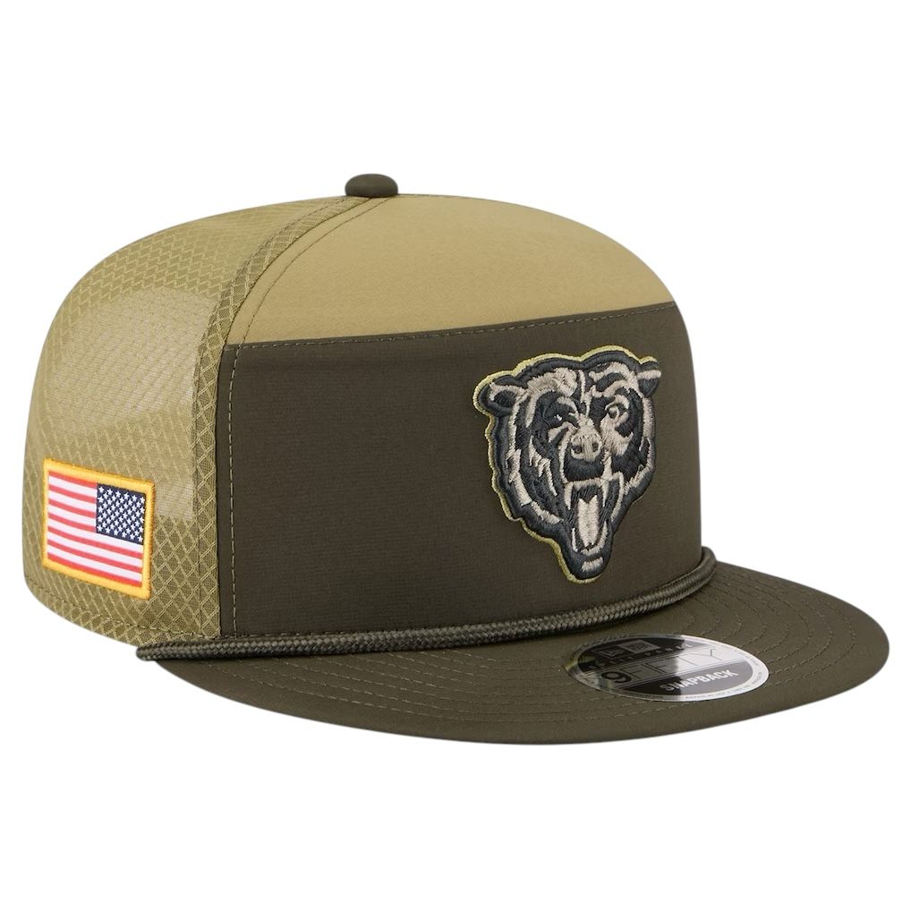 Chicago Bears Men's Dark Green New Era Salute to Service Split Panel 9FIFTY Snapback Hat Chicago Bears Men's Dark Green New Era Salute to Service Split Panel 9FIFTY Snapback Hat