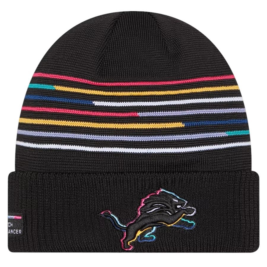 Detroit Lions Men’s Black NFL Crucial Catch Cuffed Knit Hat