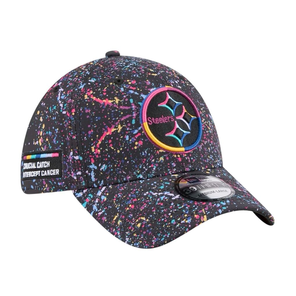 Pittsburgh Steelers Men's Black New Era NFL Crucial Catch 39THIRTY Flex Hat