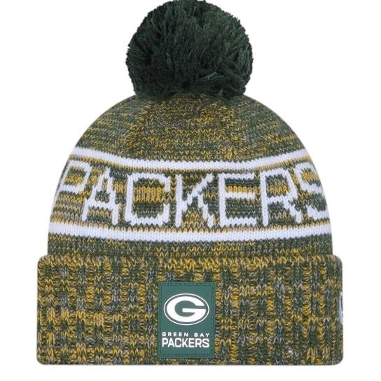 Green Bay Packers Men’s New Era Sideline Cold Weather Cuffed Knit Pom Hat Green Bay Packers Men’s New Era Sideline Cold Weather Cuffed Knit Pom Hat