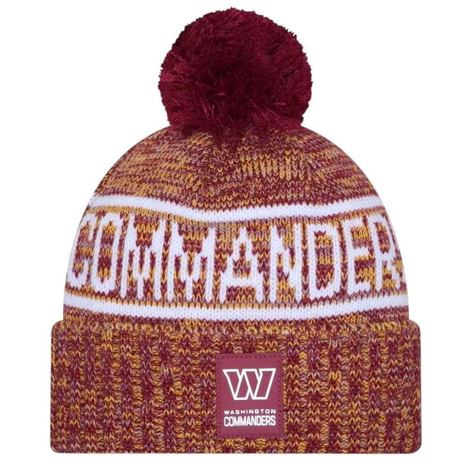 Washington Commanders Men’s New Era Sideline Cold Weather Cuffed Knit Pom Hat Washington Commanders Men’s New Era Sideline Cold Weather Cuffed Knit Pom Hat