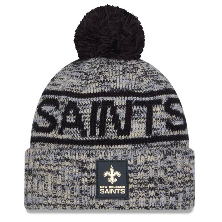 New Orleans Saints Men’s New Era Sideline Cold Weather Cuffed Knit Pom Hat