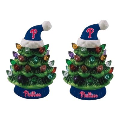 Philadelphia Phillies 4" Ceramic LED Christmas Tree Set of 2