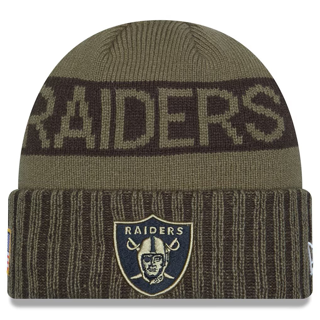 Las Vegas Raiders Men's Dark Green New Era Salute to Service Cuffed Knit Hat