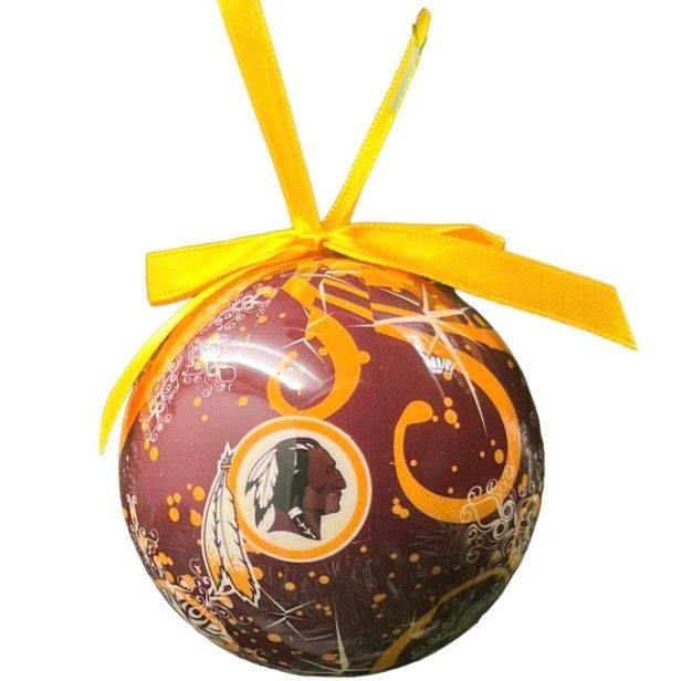 Washington Redskins Decoupage Glass Ball Ornament