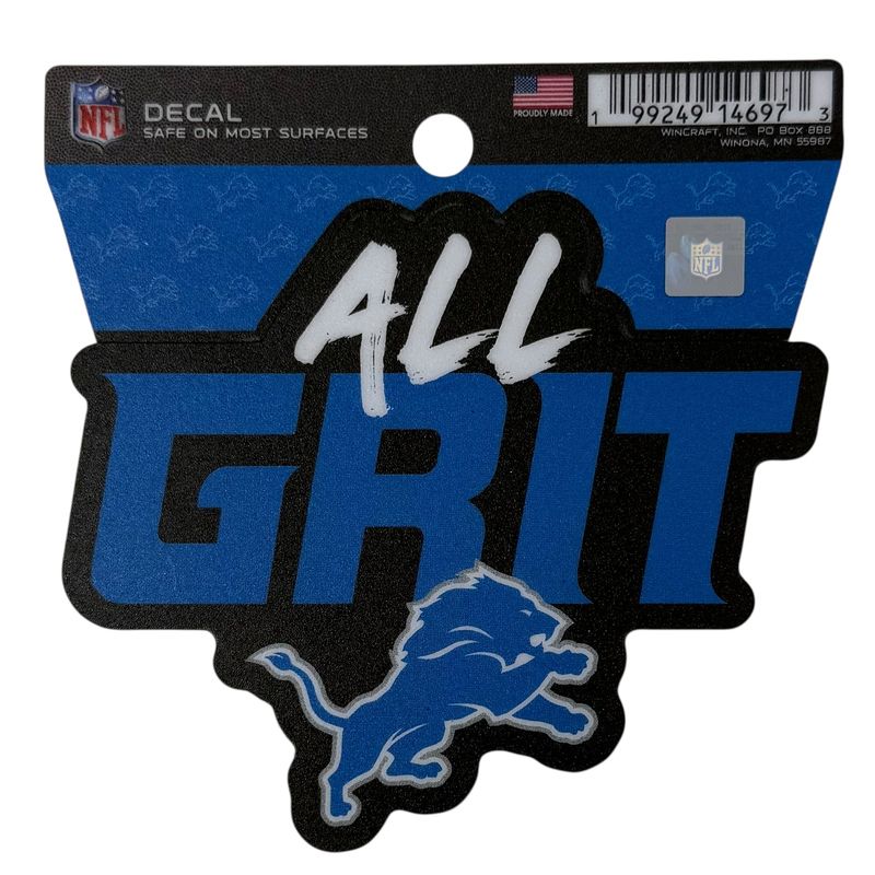 Detroit Lions All Grit  3" x 3" Decal