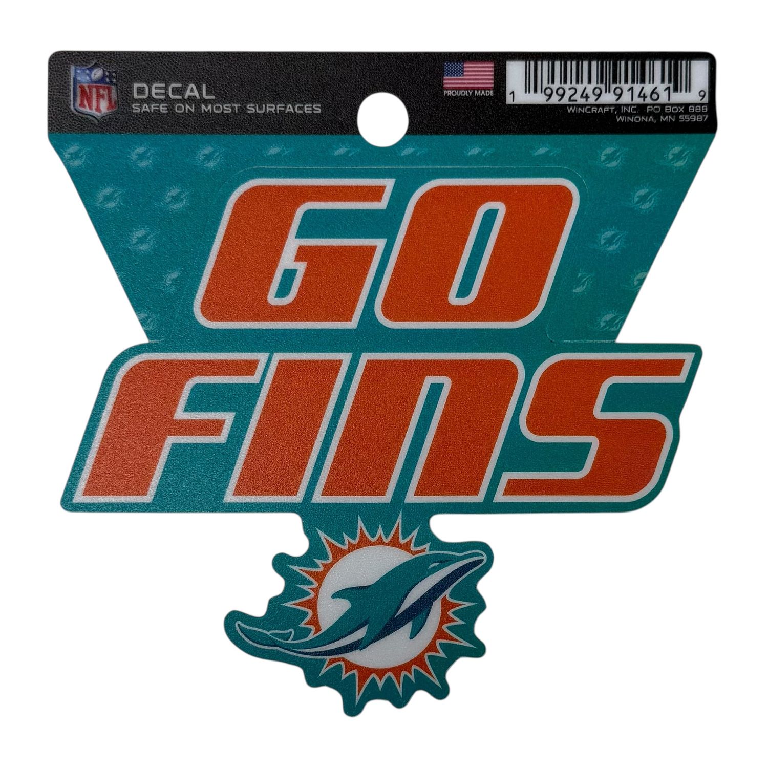 Miami Dolphins Go Fins 3" x 3" Decal