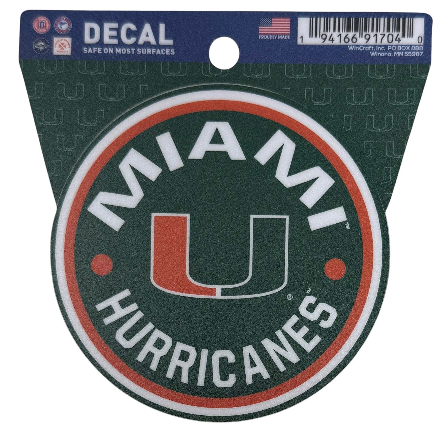 Miami Hurricanes Round 3" x 3" Decal
