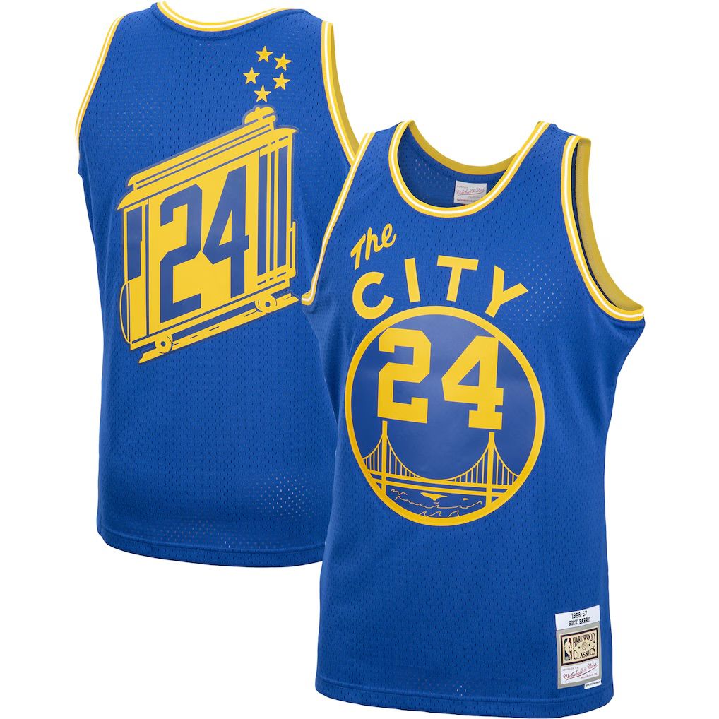 Golden State Warriors Rick Barry 1966-67 Men's Blue The City Mitchell & Ness Swingman Jersey
