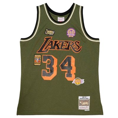 Los Angeles Lakers Shaquille O'Neal 1996-97 Men's Army Green Flight Mitchell & Ness Swingman Jersey Los Angeles Lakers Shaquille O'Neal 1996-97 Men's Army Green Flight Mitchell & Ness Swingman Jersey