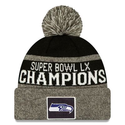 Seattle Seahawks Men’s Black New Era Super Bowl LX Champions Parade Cuffed Pom Knit Hat